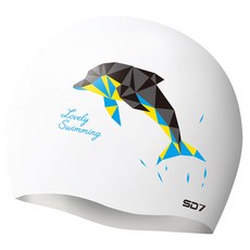 SD7 水晶海豚矽膠泳帽 SGL-CA269, 混色(黑藍海豚), 1入