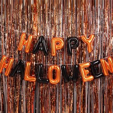 PARTYHAE HAPPY HALLOWEEN 鋁箔氣球窗簾組, 橘色, 1套