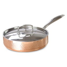 QUEEN SENSE 電磁爐適用單柄3層不鏽鋼複合金深平底鍋+鍋蓋, 24厘米, 混色