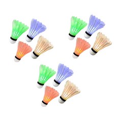 N4U 羽毛球 LED 發光羽毛球 BM-S105, 綠色 + 藍色 + 多色 + 紅色, 3套, 4入