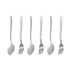 韓國製骨瓷茶匙叉子組, 1套, 茶匙 3入 + 茶叉 3入