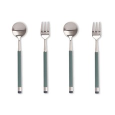Bogen Kara 套組 銀色 橄欖綠, 1套, 茶匙 2p + 叉子 2p
