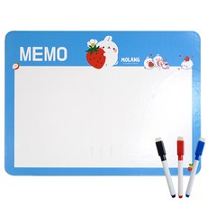 MOLANG 萌浪兔 多用途磁吸備忘錄白板 橫式 + 磁吸白板筆 3件組