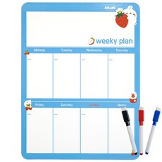몰랑이 다용도 자석 메모 보드 위클리플랜 세로형 + 자석 보드펜 3종 세트