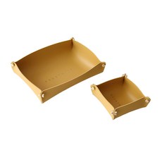 DECOTONIK 素面皮革托盤 L + S 套組, 芥末黃, 1套