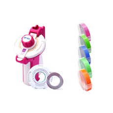 MoTEX 標籤機 Ttogaki E-202 + 補充膠帶 B套組, 粉紅色, 1套