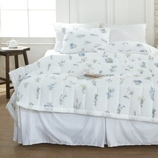 gBEDDING 花朵印花絎縫泡泡紗夏季薄被, 藍色