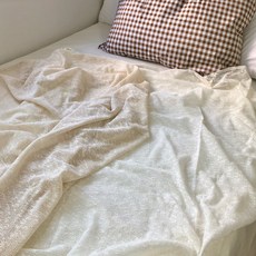 花紋純棉薄被 2入, 象牙白+米色