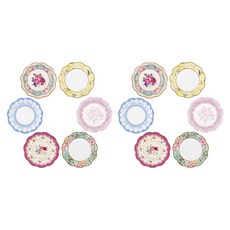 talking tables 復古茶派對花朵紙盤組 18cm, 6入, 2組