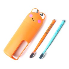 Allup Home 便攜式青蛙牙刷杯套組橙色, 1套