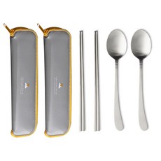 Inspoon Good Luck 系列 青少年湯匙 + 筷子 + 餐具盒組 銀色, 混色, 湯匙 + 筷子 + 便攜餐具盒, 2套