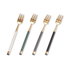 Bogen 卡拉金色點心叉, 白色 + 橄欖綠 + 炭灰色 + 黑色, 4個