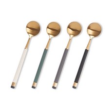 Bogen Kara金色茶匙4件組, 白色 + 橄欖色 + 炭灰色 + 黑色, 1套