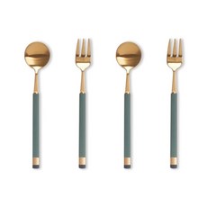 Bogen 卡拉茶匙2入 + 茶叉2入組 金色橄欖, 1套, 茶匙, 茶叉