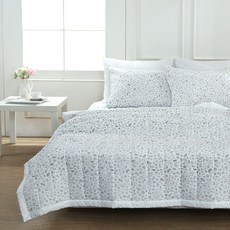 gBEDDING 植物印花泡泡紗夏季薄被, 粉色