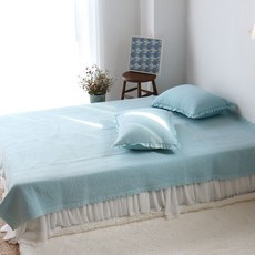 RIN'S HOME 基本款條紋絎縫被墊組, 薄荷