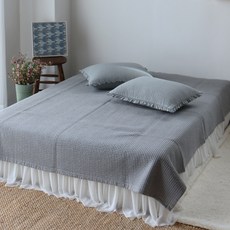 RIN'S HOME 基本款條紋絎縫被墊組, 灰色