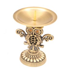 幸運貓頭鷹裝飾燭臺, 黃銅