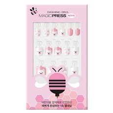데싱디바 매직프레스 뉴 키즈 어린이 네일팁 세트, 핑크 베어, 1개