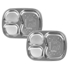 i-zoo 不鏽鋼點心盤 恐龍 3格 2入, 單一顏色, 2個