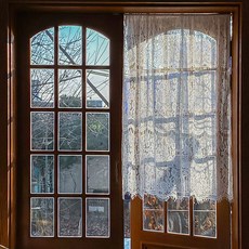 素色蕾絲遮蔽簾, 白色