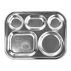 芭蕾舞女孩印花5格分隔餐盤, 單色