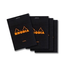 RHODIA 帶襯裡的記事本 No 12 85 x 120 mm, 黑色的, 4個