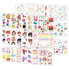 투영디자인 다이어리 꾸미기 인스 스티커 52종 세트, 혼합색상, 1세트