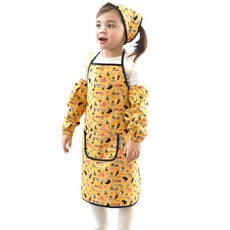 bebe chouette 孩童動物印花圍裙組 防水圍裙+頭巾+袖套套組