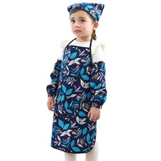 bebe chouette 孩童葉子圖案圍裙套組 圍裙+頭巾+袖套