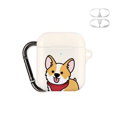 Mercury 柯基設計鑰匙圈 AirPods 保護殼 + 防鐵粉貼紙, 柯基, 單一商品, 1個