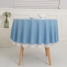 레이스 원형 식탁보, 블루, 130 x 130 cm