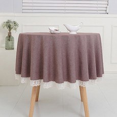 레이스 원형 식탁보, 브라운, 110 x 110 cm