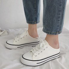 HOLLYBUNNY 女性帆布厚底穆勒運動鞋 DA17508