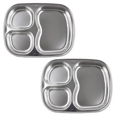 스텐 간식 사각 접시 3구 2p, 2개