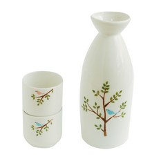 Moi Natural 圖案酒瓶 3件組, 1套, 鳥與樹酒瓶 + 酒杯 2入