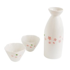 Moi Natural 圖案酒瓶 3件組, 1套, 櫻花酒瓶 + 花朵造型酒杯 2入