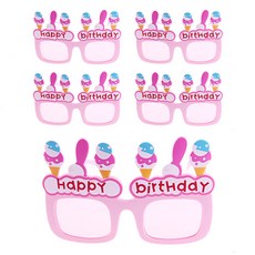 리빙다 아이스크림 생일 안경, 핑크, 5개