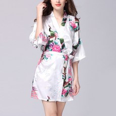 콩 케이리빙홈 플라워 패턴의 부드러운 샤워 가운 M, 화이트, 1개