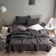 Jasmine夏季被兼薄墊+枕頭套 2入組, 木炭