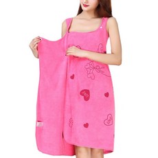 家居吊帶連身裙式浴巾, 粉紅色的兔子, 1個