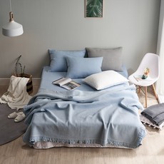 Ecodeco茉莉花夏季被子兼床墊, 藍色