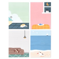 Walgadaks Playing Days 便條紙4種組合, 屋頂, 窗戶, 沙發, 海灘, 1套, 100枚入