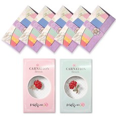 圖漾康乃馨愛心胸針 2款 + 傳統圖樣紙帶紅包袋 5入, 紫色, 1套