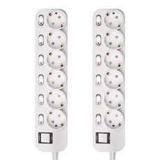 Innol 7開6插白色延長線, 1.5m, 2入