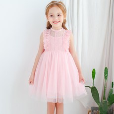 Noble Angel 女童荷葉邊蕾絲無袖夏季連身裙 No 352