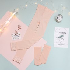 드레스하우스 비단길 아동용 바닐라 무발 레이스 발레스타킹 + 발레양말 세트