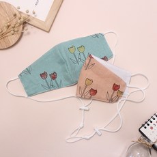 孩童用鬱金香長鍊式涼感口罩 2入組