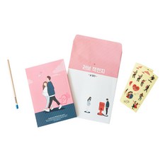 Sun Living Gongnyanggongnyang 愛情情侶書信+信封+貼紙2p+鉛筆隨機出貨套組, 混色, 1套