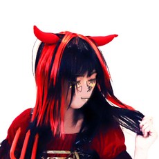 STUPID 漂亮惡魔角假髮, 紅色 黑色